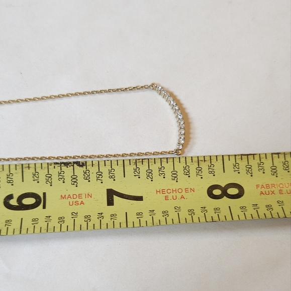 Vintage Dainty Crystal Curve Bar Gold Necklace - Picture 10 of 16